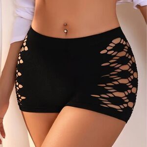 Cut out panties boy shorts black sexy lingerie bottoms